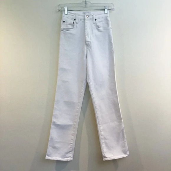 AGOLDE Pinch Waist High Rise White Straight Leg Denim Jeans Women's 23 ALTERED - Picture 2 of 10